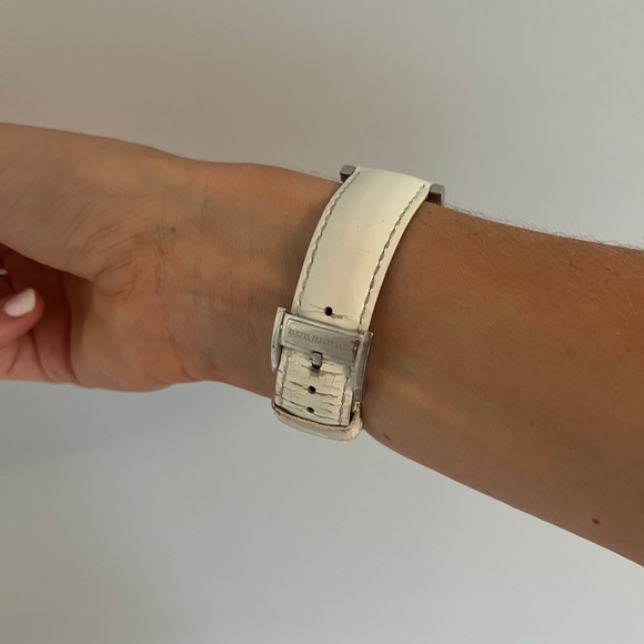 Ladies Burberry Watch with White Patent Leather Band - Picture 3 of 5